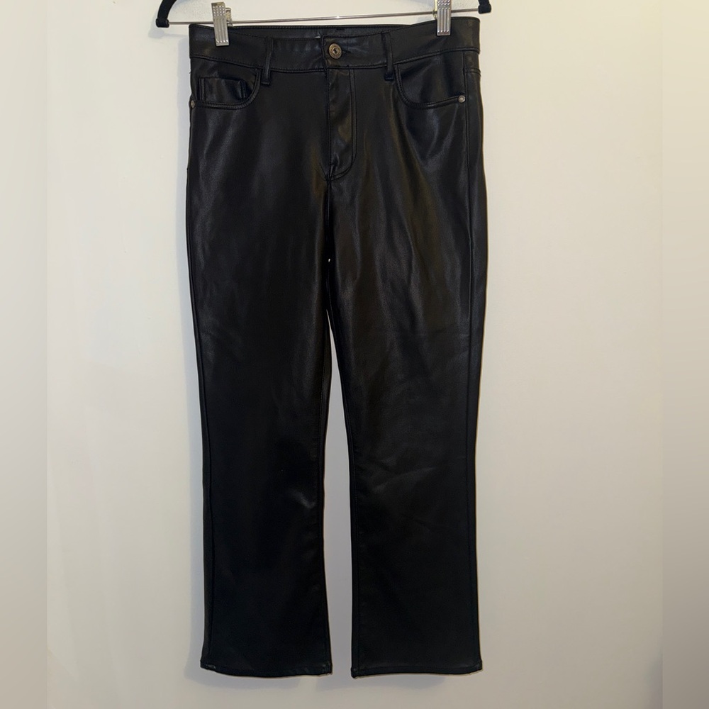 🖤 ZARA Faux Leather Straight Pants | Size 4 | Black Vegan Leather - Picture 4 of 12